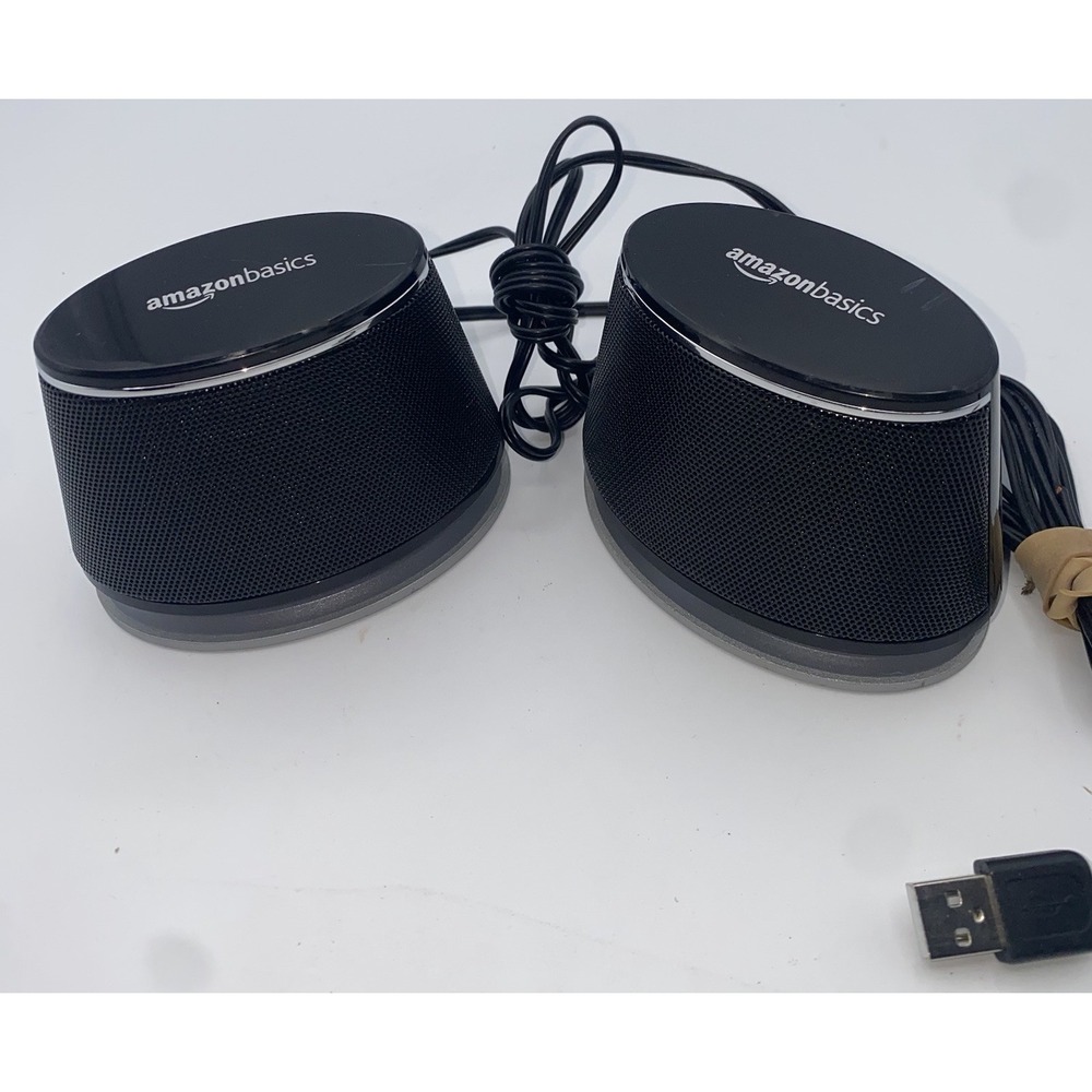 Amazon Basics Stereo 2.0 Speakers‎ for PC Laptop 3.5mm USB-Powered V620 Black